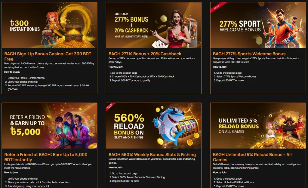 Bonuses and Player rewards at Bagh Casino